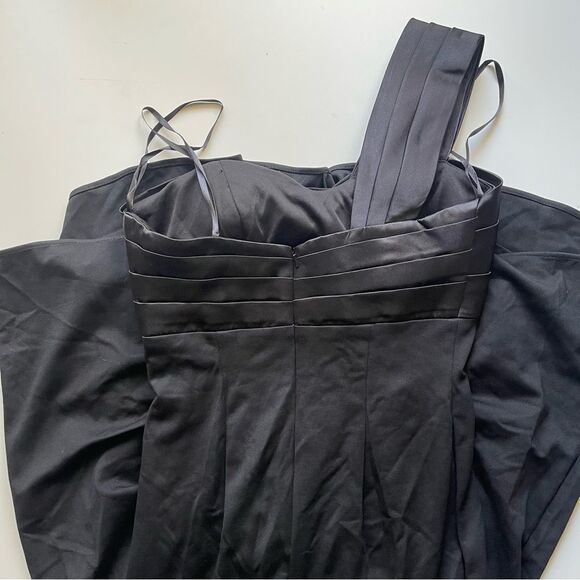 NEW Mac Duggal One Shoulder Draped Trumpet Gown Front Bow Black 6 - Picture 9 of 11